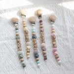 5 pcs attache sucette b�b� personnalis�, attache t�tine silicone lettre - bois - perles de silicone, ...