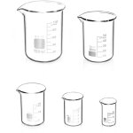 5 pcs be?cher gradu� en verre borosilicate 5ml 10ml 25ml 50ml 100ml pour laboratoire et cuisine