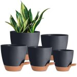 5 pcs pots de fleurs en plastique, 17. 8 / 16. 5 / 15. 2 / 13. 9 / 12. 7cm pots � fleurs / plantes en ...