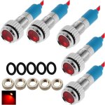 5 pcs rouge 12v 6mm tableau de bord led indicateur d'avertissement lampe t�moin lumineux, appropri� aux ...