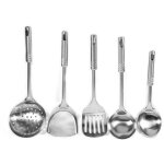 5 pi�ces ensemble d'ustensiles de cuisine multifonctionnels cuill�res en acier inoxydable pelle spatule ...