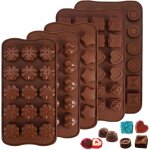 5 pi�ces moule silicone chocolat, moules � chocolat 3d, silikon chocolate mold sans bpa, moulle a chocolat ...