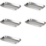 5 pi�ces plateau en acier inoxydable, plateau inox rectangulaire, plateaux m�dical rectangulaire inox, ...