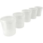 Fixedbyu - 5 seaux avec couvercle en plastique seau vide poigne 15, 9l alimentaire clair transparent ...