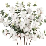 5 tiges de coton, fleurs de coton artificielles 5 tiges de coton, fleurs de coton artificielles