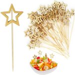 50 brochettes � cocktail en bois en forme d'�toile pour les collations, les amuse - bouches, les cocktails, ...