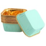 50 caissettes carr�es pour cupcakes, g�teaux, puddings, r�sistantes � la chaleur, en aluminium, jetables ...