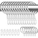 50 pi�ces anneaux rideaux en m�tal et 60 pi�ces crochet rideau, anneaux pour tringle � rideaux, diam�tre ...