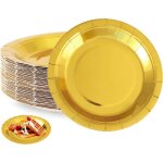 50 pi�ces assiettes � dessert or, assiette anniversaire, 7 pouces / 18cm assiettes en carton, assiettes ...