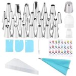 50 pieces poche a douille patisserie reutilisable, patisserie accessoire avec 31 douille, 10 poche a ...