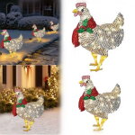 50 poules en m�tal brillant avec �charpe de gui rouge piquets de jardin pour animaux pour mini ornements ...