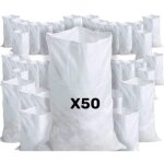 50 sacs � gravats, 55 x 95cm, 55kg, r�sistant et r�utilisable, en polypropyl�ne tiss� blanc, sable, terre, ...