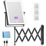 5000mah miroir maquillage lumineux rechargeable, 8, 7  double usage 1x / 30x grossissement, miroir grossissant ...