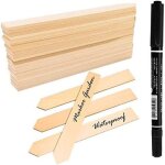 50pcs �tiquettes de plantes en bois avec un stylo marqueur, pointu signe de la plante imperm�able �cologiques ...