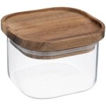 5five simply smart - bocal hermet 0, 4len verre avec couvercle hermtique en acacia - 5five