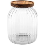 5five simply smart - bocal en verre avec couvercle en bois harmony, 2 l