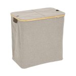 5five simply smart - panier  linge double 'tidy' 80l beige