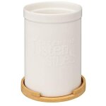 5five simply smart - pot de rangement pour ustensiles en cramique blanche naturo avec couvercle en ...