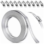 5m collier de serrage m�tallique 304 collier serrage inox avec 10 pi�ces fixation, kit de colliers de ...