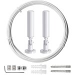 5m tringle � rideaux kit, c�ble en acier pour rideau, pour rideau, corde � linge de balcon, blanc