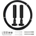 5m tringle � rideaux kit, c�ble en acier pour rideau, pour rideau, corde � linge de balcon, noir