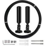 5m tringle  rideaux kit, cble en acier pour rideau, pour rideau, corde  linge de balcon, noir
