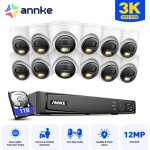 5mp kit de vidosurveillance exterieure 16ch avec 12camras ip, audio bidirectionnel, ir vision nocturne, ...