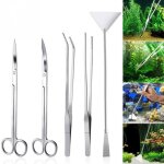 5pcs ensemble d'outils pour plantes en acier inoxydable pour aquarium aquarium aquascaping tweezers kit ...