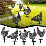 5pc poule de jardin, d�coration de plancher de pelouse de jardin d'art de yard de poulet, enjeux m�talliques ...
