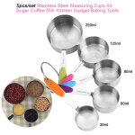 5pcs tasses doseurs en 430 acier inoxydable cuisini�res � mesurer avec manche en silicone tasses doseuses ...