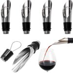 5pcs verseurs en acier inoxydable, avec 5 bouchon champagne et bouchon bouteille vin, verseurs de bec ...