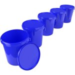 5x seau avec couvercle en plastique seau vide poign�e 15, 9l alimentaire bleu clair