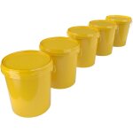 Fixedbyu - 5x seau avec couvercle en plastique seau vide poignée 15, 9l alimentaire jaune clair Fixedbyu - 5x seau avec couvercle en plastique seau vide poignée 15, 9l alimentaire jaune clair