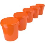 Fixedbyu - 5x seau avec couvercle en plastique seau vide poignée 15, 9l alimentaire orange clair Fixedbyu - 5x seau avec couvercle en plastique seau vide poignée 15, 9l alimentaire orange clair