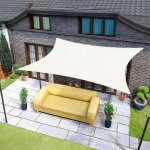 5x2m crème voile d'ombrage rectangulaire, toile imperméable une protection des rayons uv à 95%, voile ... 5x2m crème voile d'ombrage rectangulaire, toile imperméable une protection des rayons uv à 95%, voile ...