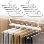 6 en 1 cintre pantalon, gain de place, porte pantalon coulissant, ceintres, cintre multifonctionnel crochet ...