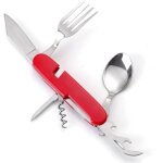 6 en 1 couvert pliable, ensemble d'ustensiles de camping avec , pour la randonne le voyage le pique ...