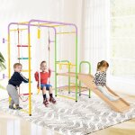 6 en 1 structure escalade enfants, gymnase montessori d'int�rieur avec mur d'escalade, barres, echelle, ...