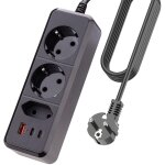 6 en 1 usb crallonge multiprise, multiprise parafoudre usb c, petite multiprise pour montage mural pour ...