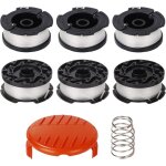 6 bobines de fil de coupe - bordures a6481 et a6485 pour black decker stc1820cm, stc1820pc, stc1820epc, ...