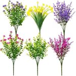 6 bundles fleurs artificielles, diff�rents faux fausse fleurs exterieur anti - uv artificielles plantes ...