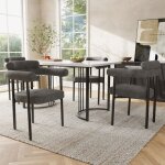 6 chaises de salle à manger modernes - tissu suédé gris foncé - siège anneau confortable - salon / bureau ... 6 chaises de salle à manger modernes - tissu suédé gris foncé - siège anneau confortable - salon / bureau ...