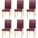 Hhg - jamais utilis] lot de 6 chaises de sjour littau, simili - cuir, rouge, pieds clairs