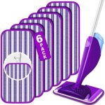 Convient pour : lot de 6 lingettes r�utilisables pour balais � franges swiffer wetjet. lavables en machine, ...