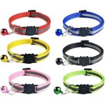 6 pcs breakaway cat collar with reflective nylon strip and bell, safe and durable