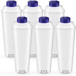 6 pcs dlsc002 filtres pour delonghi magnifica s, dinamica, ecam, esam, etam, primadonna, bco, ec serie ...