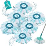 6 pcs pour leifheit t�te de mop de remplacement, syst�me � 2 fibres balai pour leifheit serpilli�re franges ...