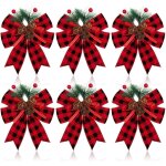 6 pcs noeuds de noël, noeuds de ruban à carreaux avec pommes de pin noeuds de décoration d'arbre de noël ... 6 pcs noeuds de noël, noeuds de ruban à carreaux avec pommes de pin noeuds de décoration d'arbre de noël ...