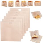 6 pcs sac pour grille pain r�utilisable, anti - adh�sif pour sandwich et snack, sachet pour p�tisseries, ...