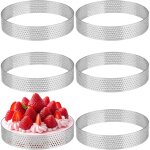 6 pi�ces � 10 cm cercle � p�tisserie, cercle � tarte perfor� en 430 acier inoxydable, moule � tartes ...
